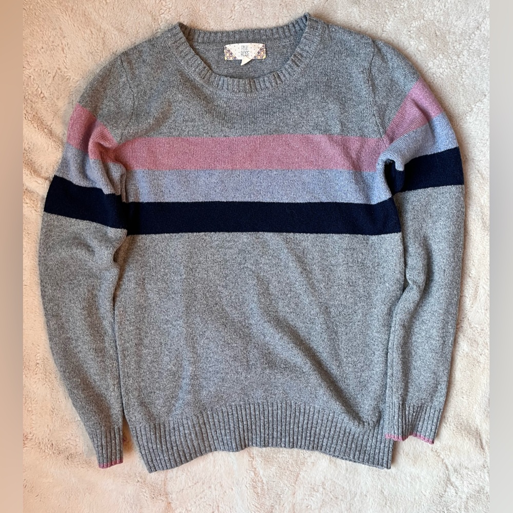 Pink Rose Crewneck Sweater Women Size Medium